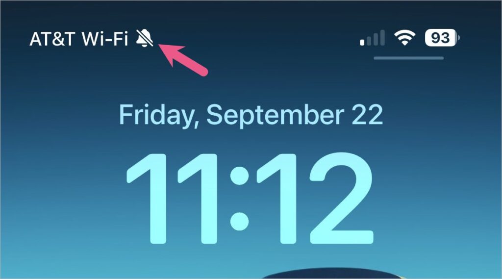silent mode icon in status bar on iphone 16