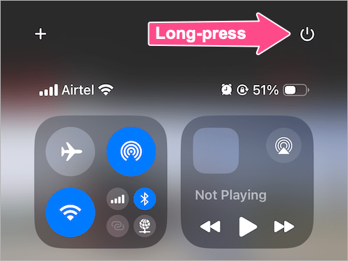 power off iPhone 16 from Control Center on ios 18