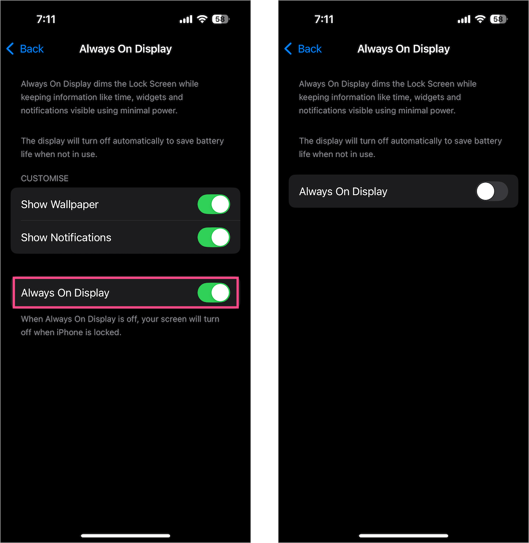 how to turn off always on display on iphone 16 pro or 16 pro max