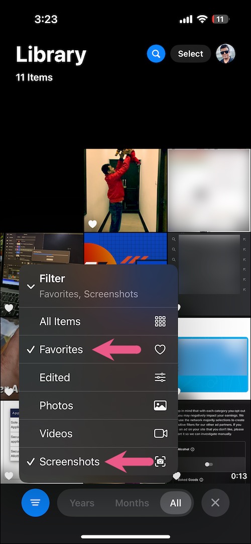 filter favourite photos on ios 18
