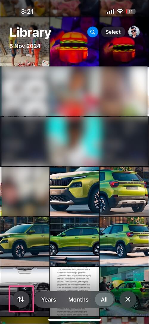 library view on ios 18 photos app